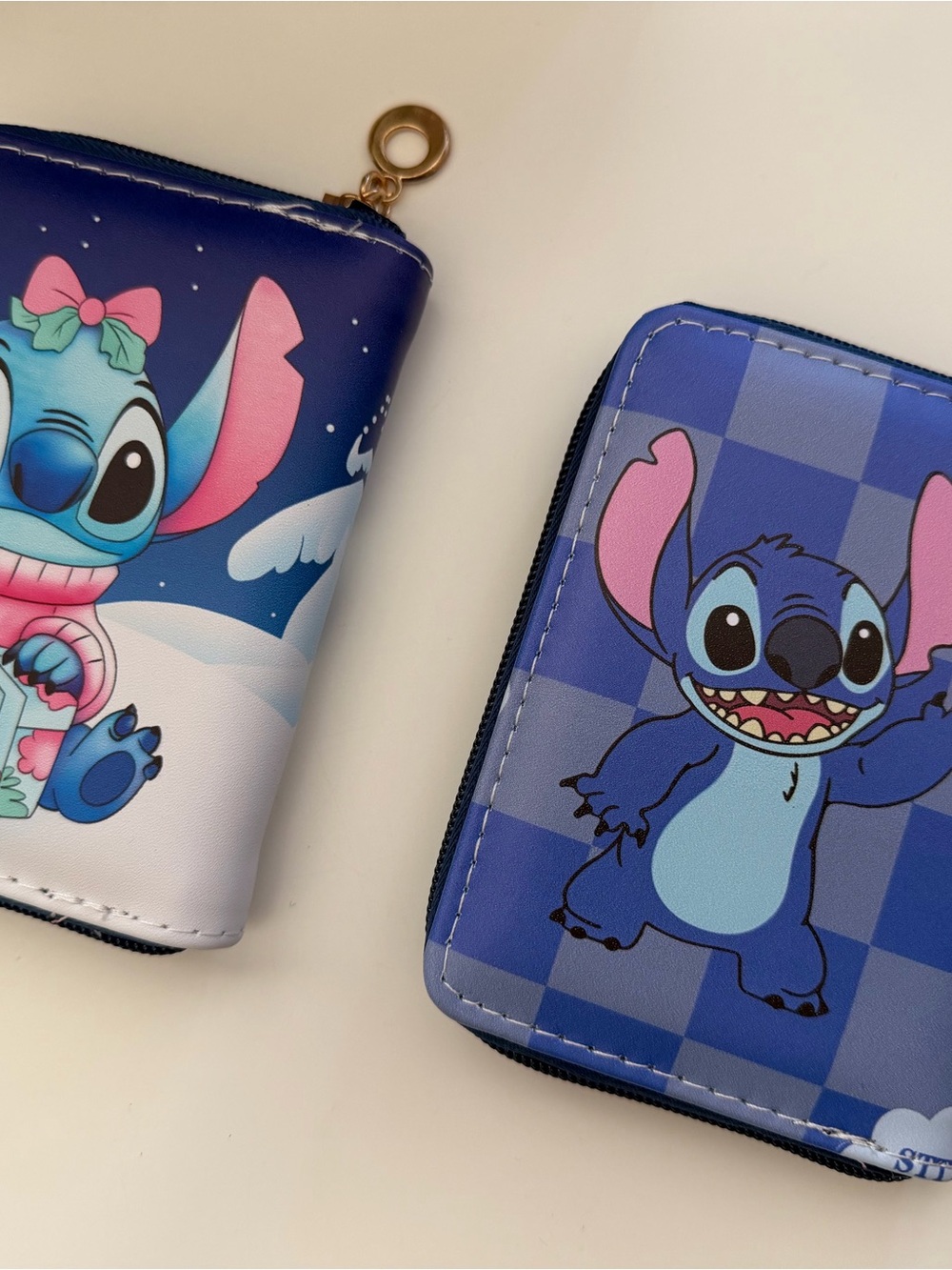 Set of two Blue Stitch Kids Zip Wallet - Cartoon Character Design